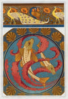 Paons et pavots, bordure. Grondins, algues et coquilles, plat en émail cloisonné.