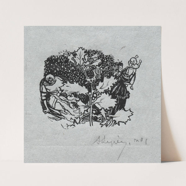 Paris Almanac, 1897; Tail-piece, Winter (1897) by Auguste Louis Lepère