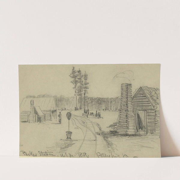 Parkes Station, U.S.M.R.R., Petersburg Va. (1860-1861) by Alfred Rudolph Waud