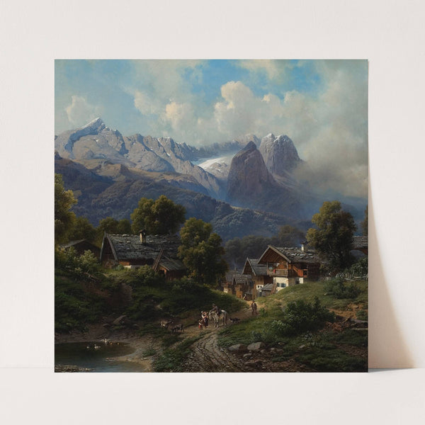 Partenkirchen in Bavaria at Sunrise (1860) by Carl Millner