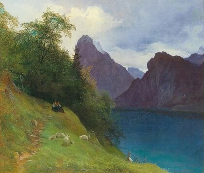 Partie zwischen Ebensee und Traunkirchen mit Blick auf den Traunstein