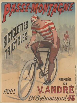 Passe – Montagne, bicyclettes et tricycles. Propriété de V. André. Paris, Boulevard Sébastopol, 48 (1900)