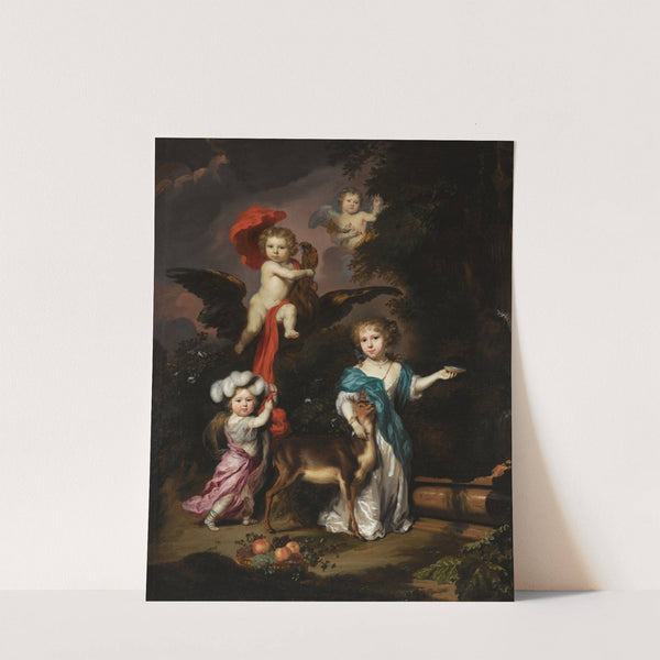 Pastoral Family Portrait of Four Children, Personifying Mythological Figures, Including Ganymede, And Diana With a Deer by Nicolaes Maes