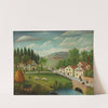 Pastoral landscape with stream, fisherman and strollers by Henri Rousseau