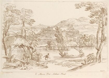 Pastoral scene with huts