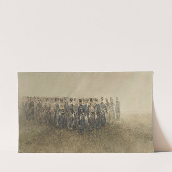 Pauze van een bataillon infanterie op de heide (1860) by Charles Rochussen