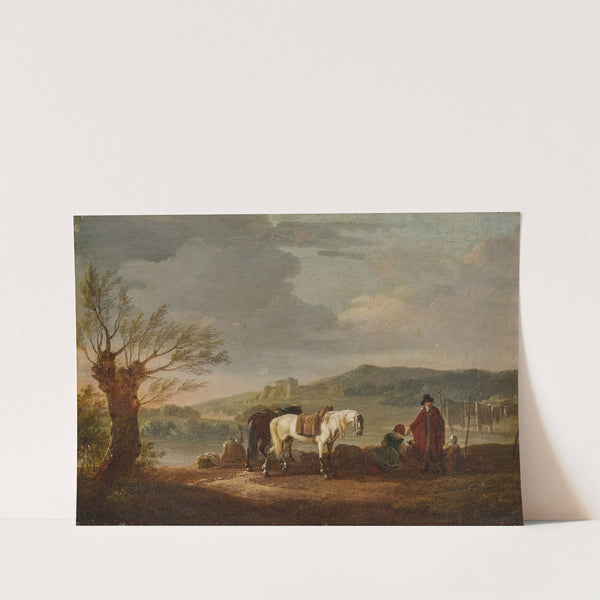 Paysage aux cavalier et lavandières by Jacques François Joseph Swebach-Desfontaines
