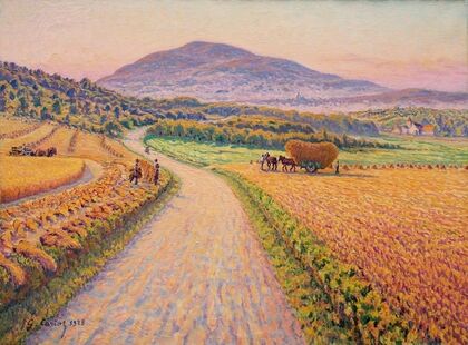 Paysage aux meules de foin