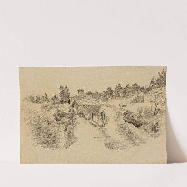 Paysage avec deux batisses by Arthur-Joseph Gueniot