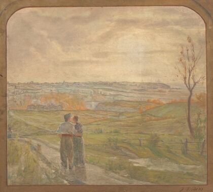 Paysage avec un couple marchant — size preview