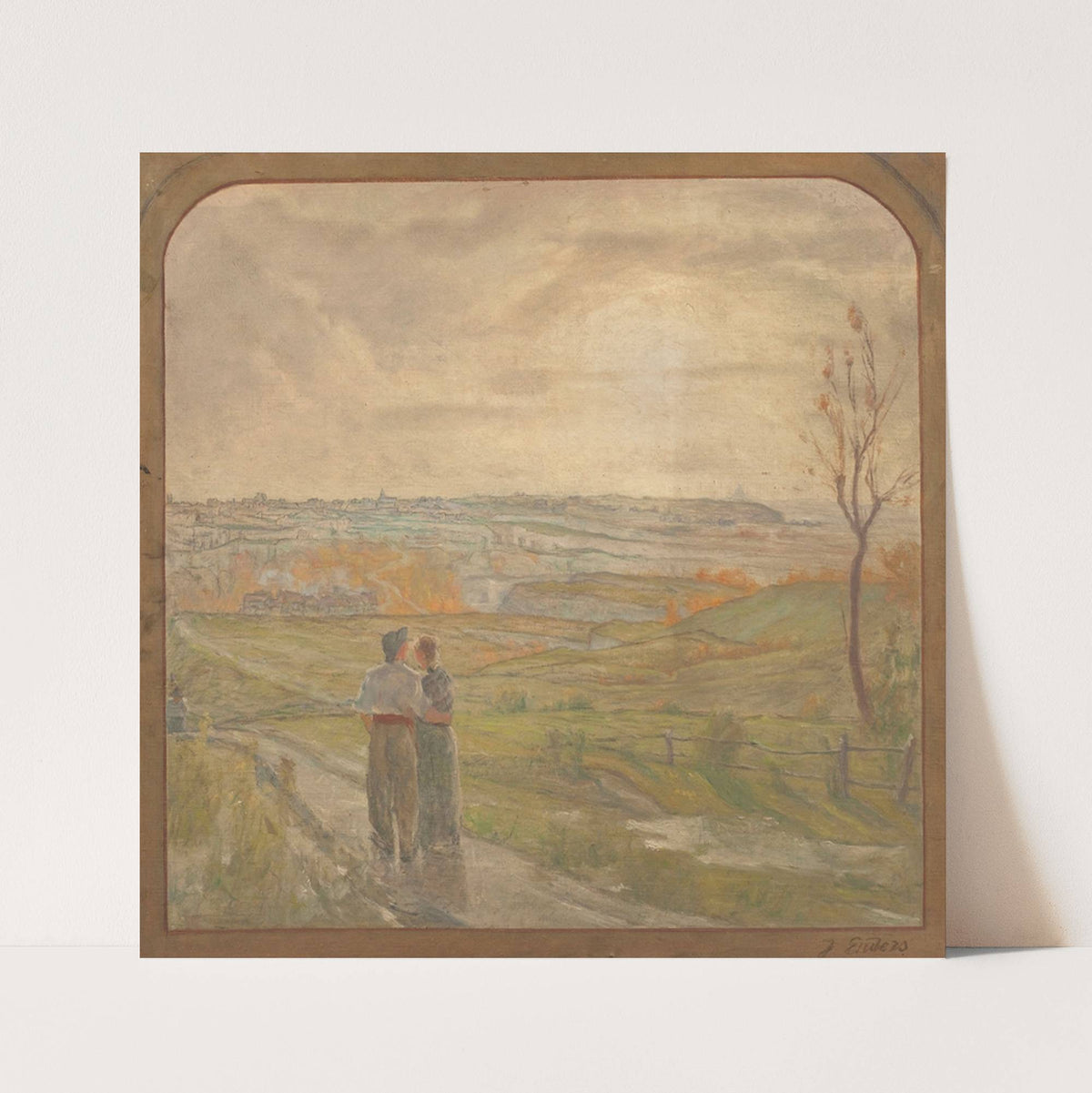 Paysage avec un couple marchant by Jean Joseph Enders