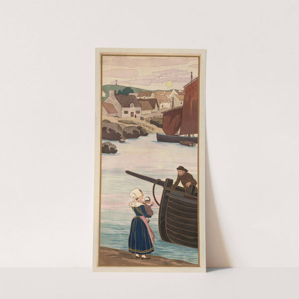 Paysage breton – bateaux et pêcheur (1901) by Imp. F. Champenois