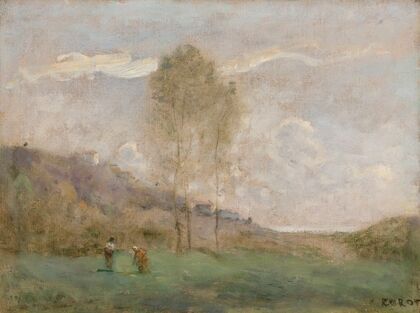 Paysage D’automne PrÃ¨s D’une CÃ´te, Avec Deux Personnages