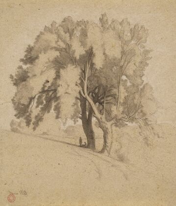Paysage (figures sous des arbres)