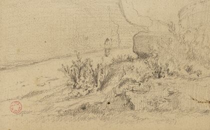 Paysage rocheux avec un personnage
