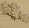 Paysage vallonné avec constructions