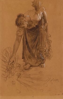 Paysanne ramassant une gerbe d’Åillettes