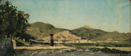 Paysanne sur un chemin en Provence