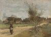 Paysanne Sur Une Route En Vue D’un Village