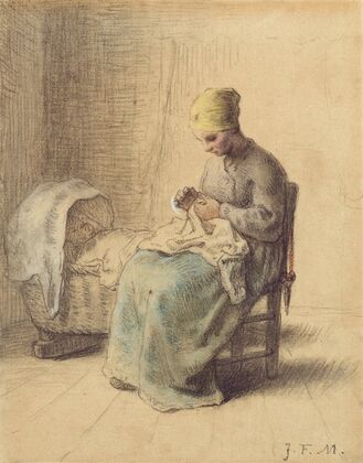 Paysanne veillant son enfant (circa 1858-1860)