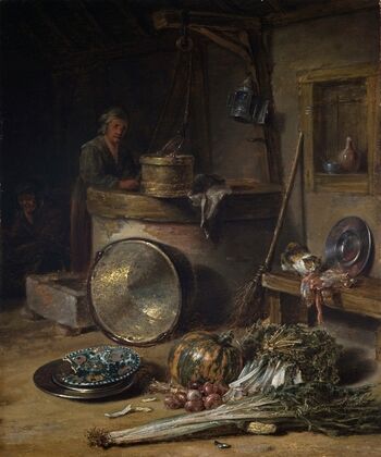 Peasant Interior with Woman at a Well