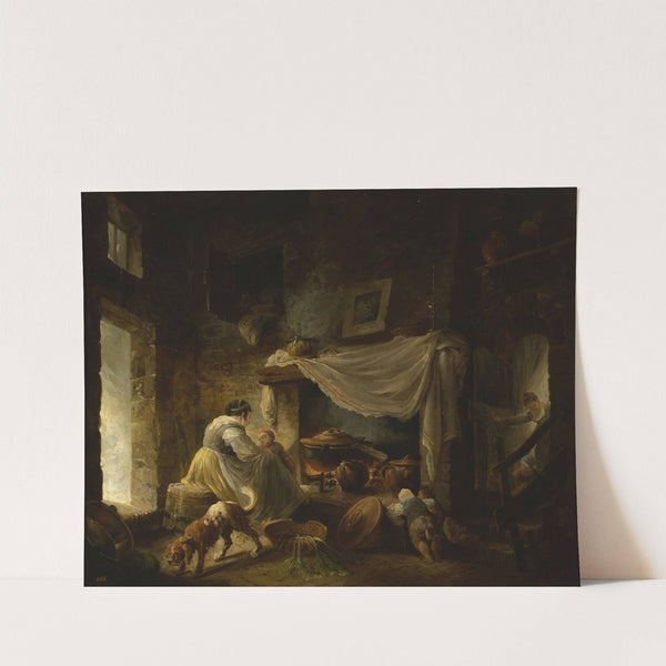 Peasant kitchen in ruins (Italian kitchen) (1760-1765) by Hubert Robert