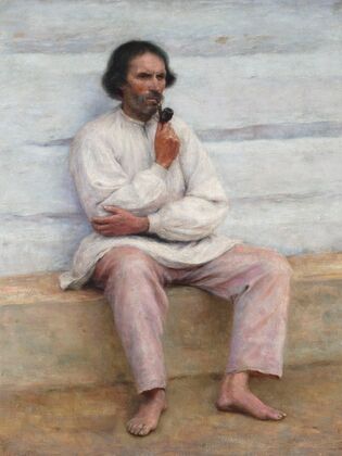 Peasant smoking a pipe, study for the painting “Peasant coffin” (1894)