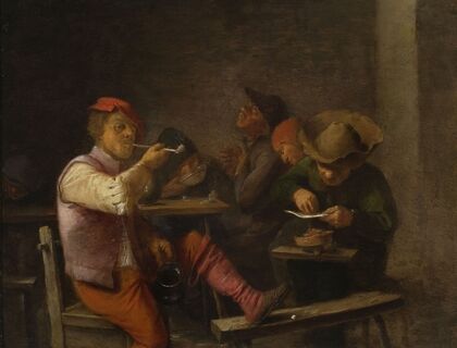 Peasant smoking tobacco in a tavern