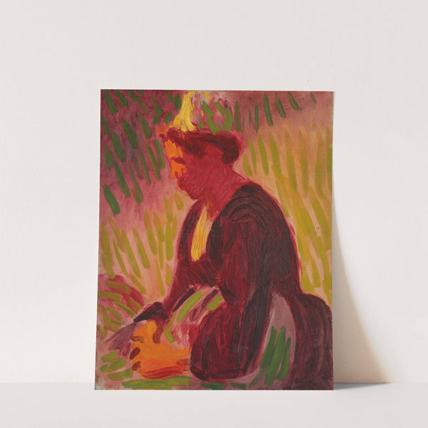 Peasant woman seated outdoors by Roderic O&#039;Conor