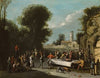 Peasants Carousing And Feasting In A Landscape With Ruins, A Church Beyond