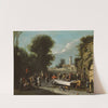 Peasants Carousing And Feasting In A Landscape With Ruins, A Church Beyond by Agostino Tassi