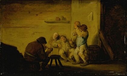 Peasants drinking and smoking in a tavern