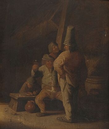 Peasants drinking wine