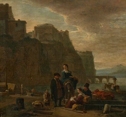 Peasants on an Italianate shoreline