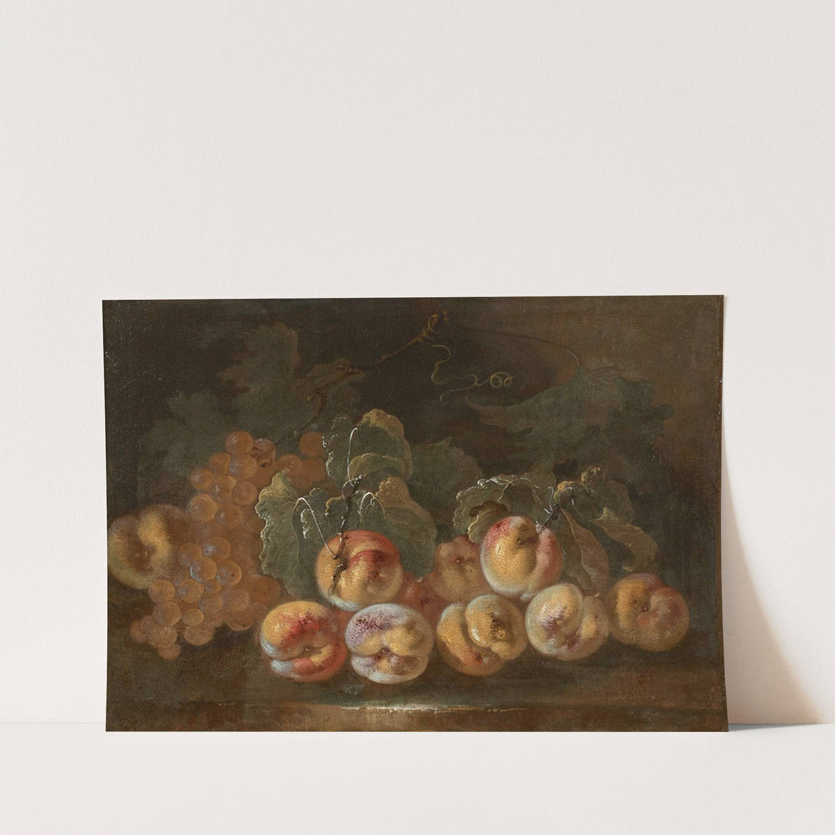Pêches et raisins sur un entablement by Giovanni Paolo Castelli