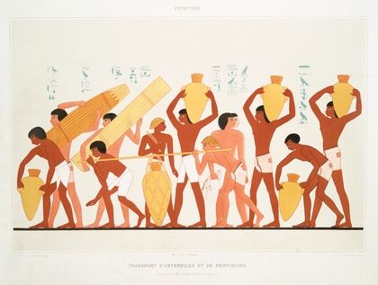 Peinture; transport d’ustensiles et de provisions (nÃ©cropole de ThÃ¨bes — XVIIIe. dynastie) — size preview