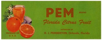 Pem Brand Florida Citrus Fruit Label (1930-1950) — size preview