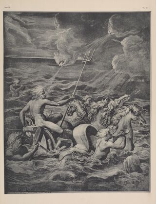Perino del Vaga – Drawing of Neptune in his chariot