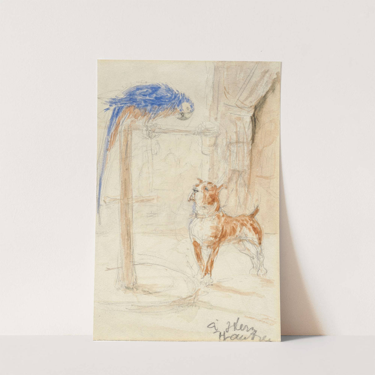 Perroquet et chien by Henri de Toulouse-Lautrec