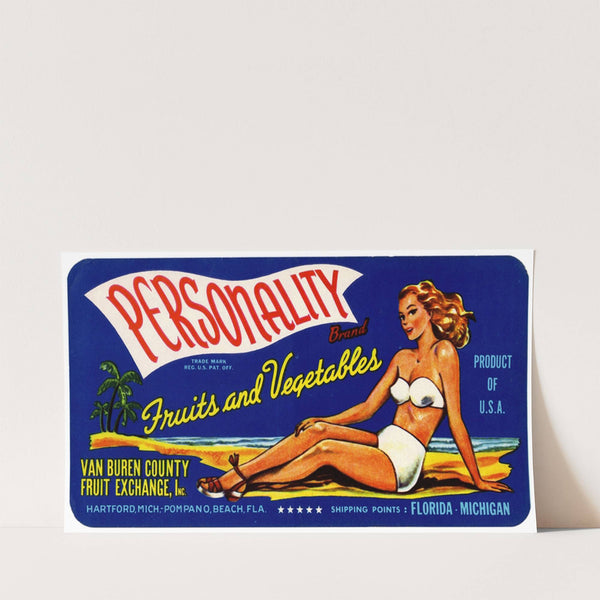 Personality Brand Fruits and Vegetables Label (1930-1950)