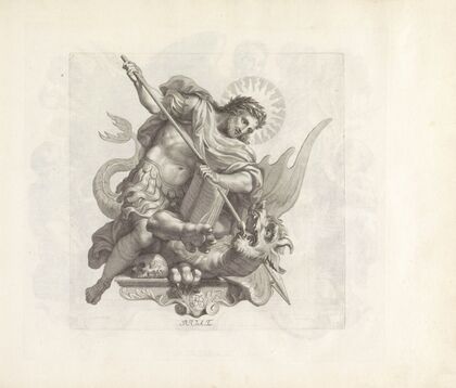 Personificaties van het Deugdelijk bestaan Christus verslaat het kwaad (1673-1743)