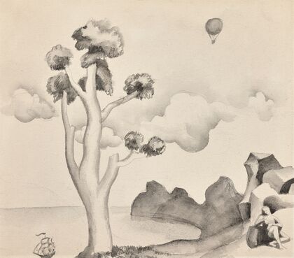 Personnage avec bateau et ballon (1921)