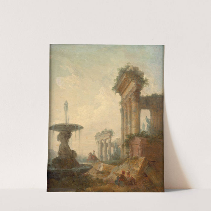 Personnages orientaux dans des ruines antiques by Jean-Baptiste Hilaire