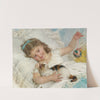 Petite fille & chat (1882) by Émile Munier