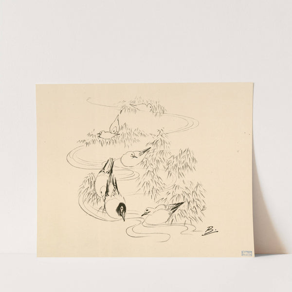 Petites mouettes dans l’eau. (1866 - 1878) by Félix Bracquemond