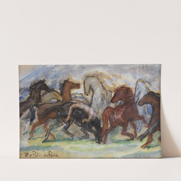 Pferdegruppe mit nacktem Knaben (1920) by Hans von Faber du Faur