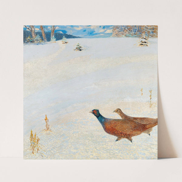 Pheasants in a Winter Landscape by Hugo Baar