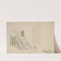 Piazza &amp; stairs at 4 paths, 2 negro children at work, Jamaica by William Berryman