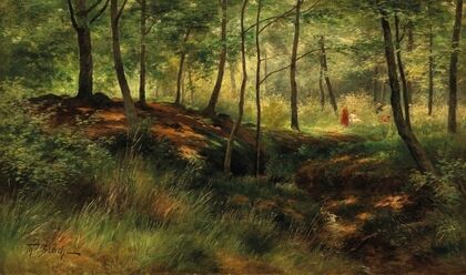 Picking Berries in a Forest in the Summer