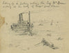 Picking up the floating bodies. The Tug McQueen picking up the body of Capt. Jack Wilson